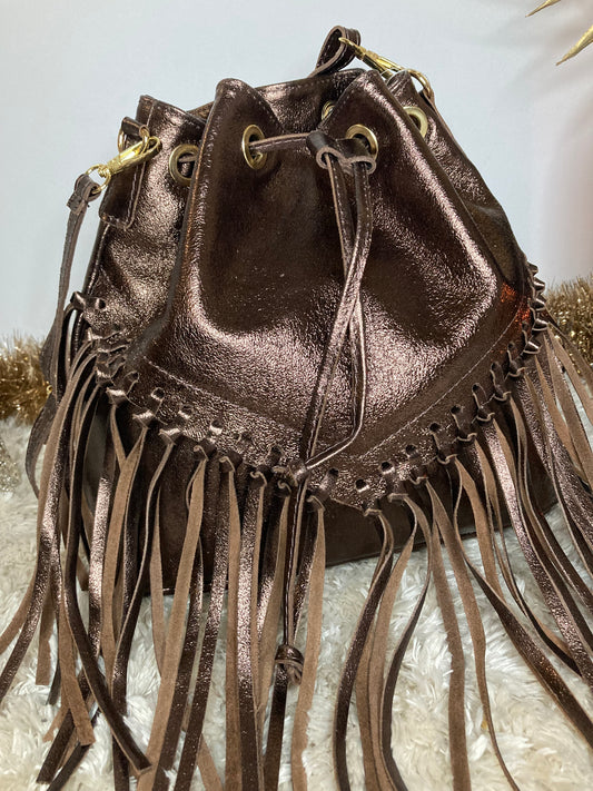 Sac marron besace en cuir